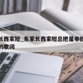 东家长西家短_东家长西家短总把是非找是什么歌的歌词